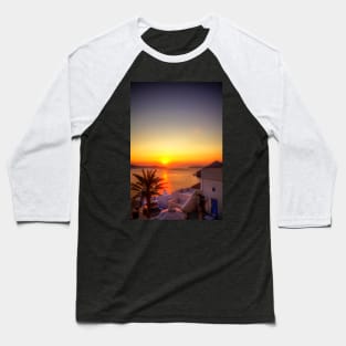 Santorini Golden Sunset Baseball T-Shirt